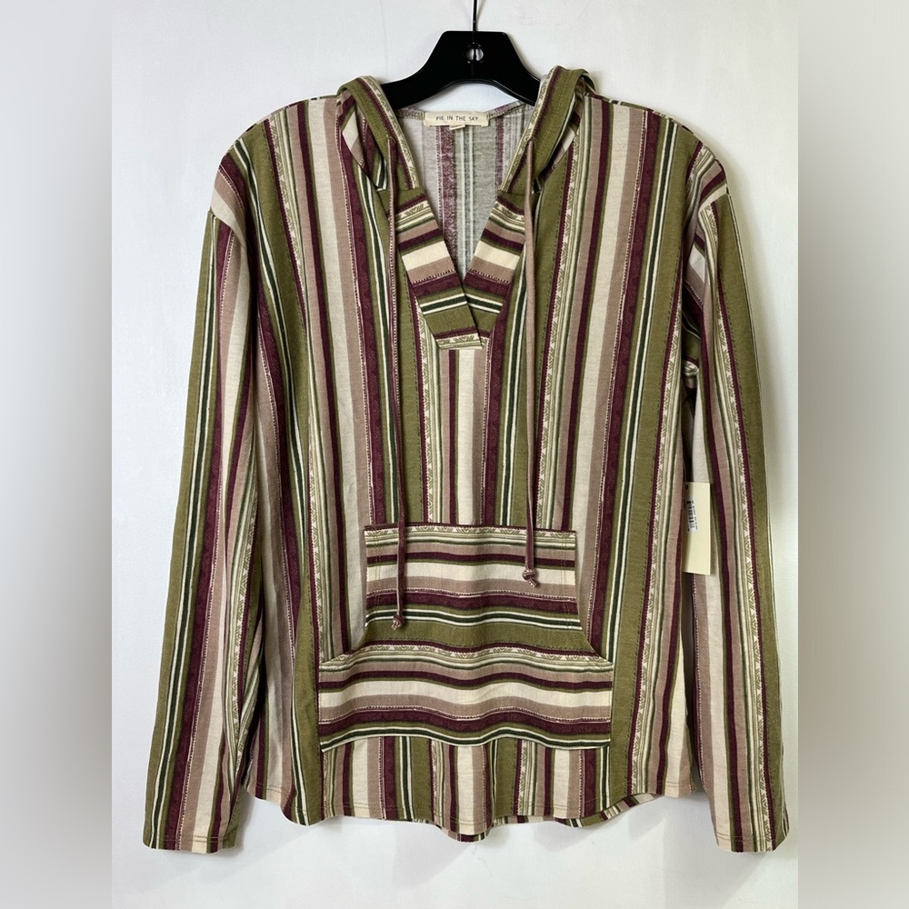 Women’s Sweatshirt Pie in the Sky Lightweight Striped Hooded Sz S Multicolor NWT